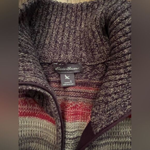 Eddie Bauer Women's Knit Sweater Size small Zip Up Cardigan Multi Color - Picture 2 of 3